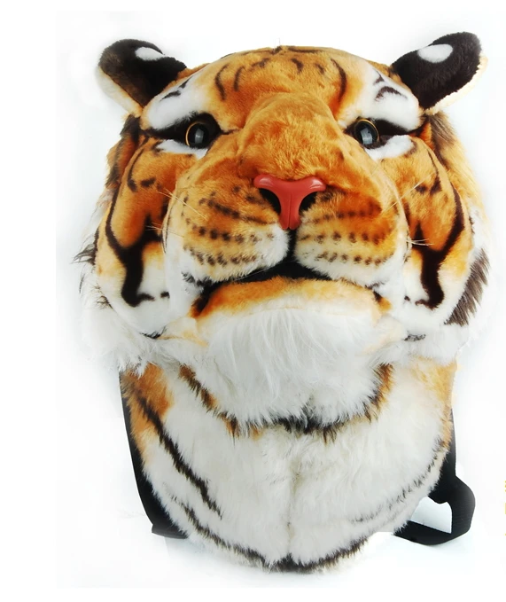 2017 3D голова тигра Рюкзак мультфильм животных сумки в виде льва белый женский