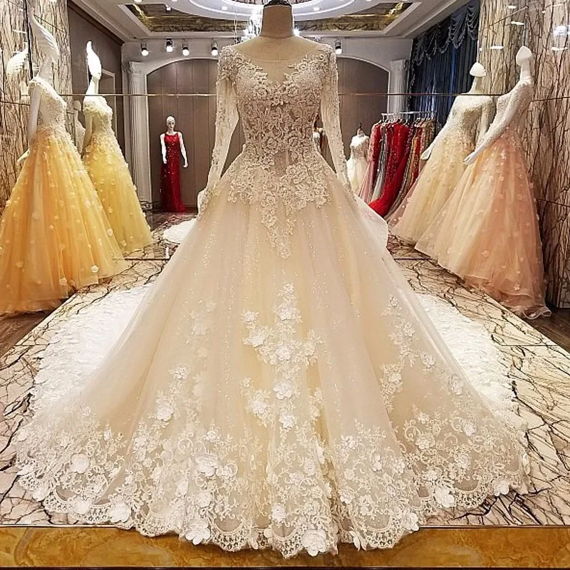 Backlake Robe de mariage 2018 кружевное бальное платье длиной до пола кружевные свадебные