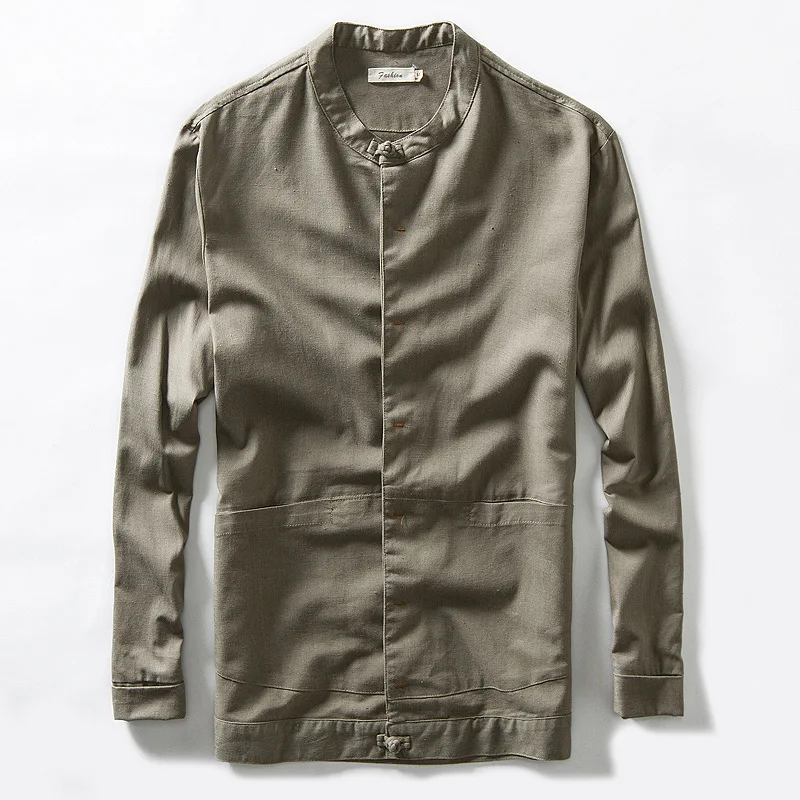 Классические весенние модные мужские льняные куртки приталенная Повседневная