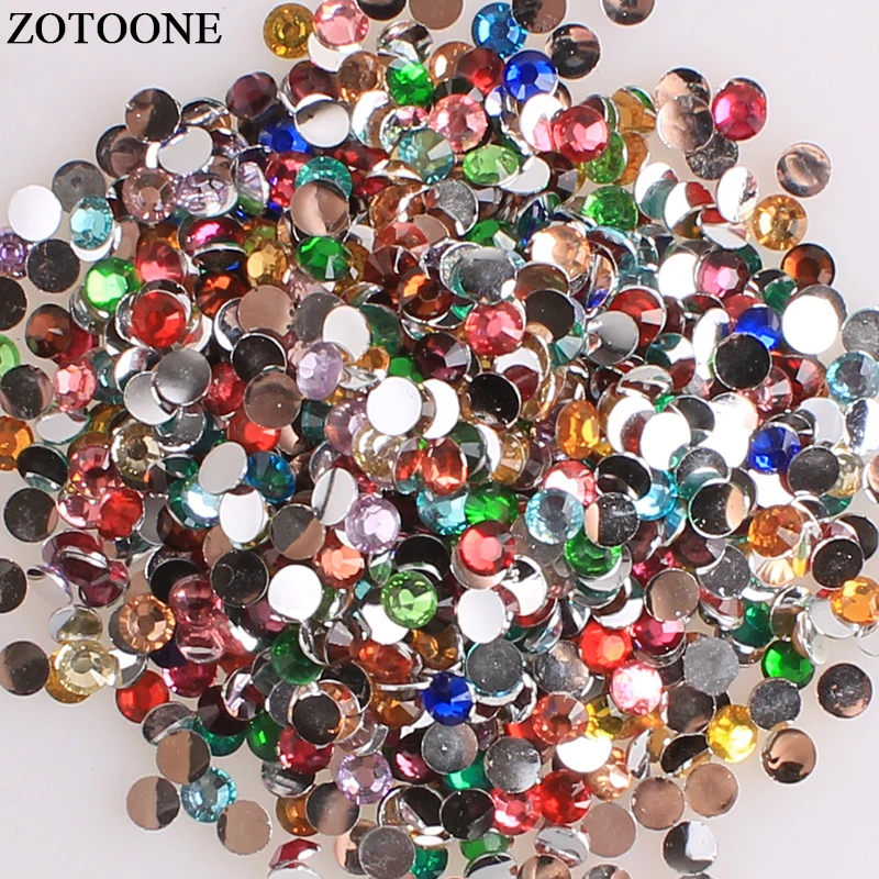 

ZOTOONE 1000pcs Rhinestone Resin Mix Color Round Flatback Glue On Stones Nail Art Mobile Phone Gems Decorations Crystal Applique