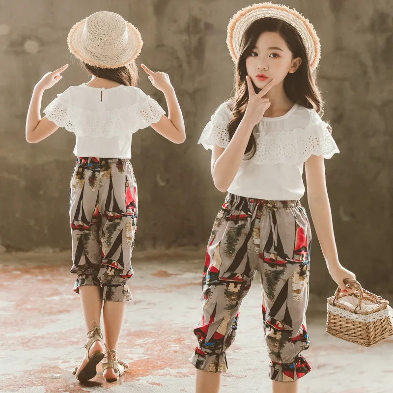 Одежда для малышей из 2 предметов комплект маленьких девочек летняя кружевная