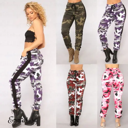 

Женские Длинные камуфляжные брюки, повседневные Прямые брюки с цветочным принтом и карманами, осень 2018