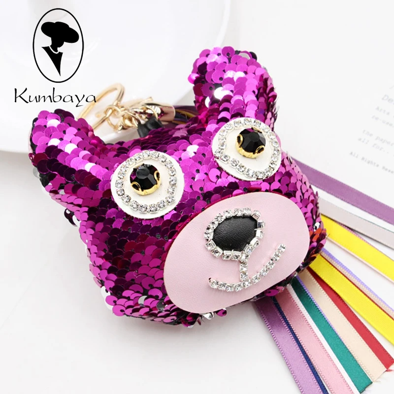 Различные Цвета Блёстки Мультфильм Ключ Цепи DIY одежды ручной работы Брелоки