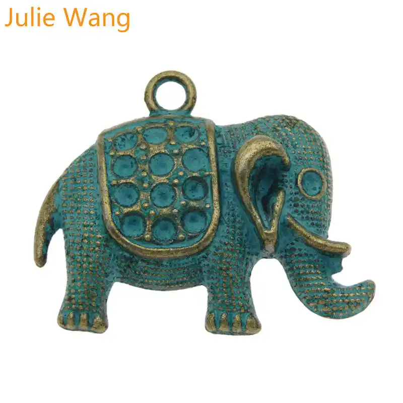 Julie Wang 4 шт украшения в виде слонов Животных различной формы Античный Зеленый