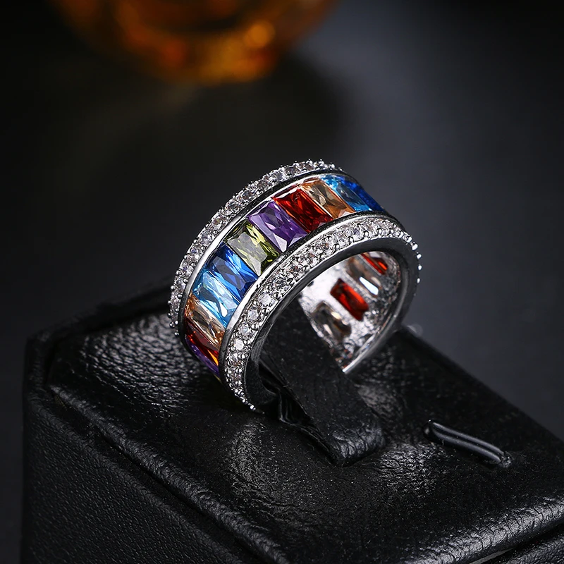 Многоцветное женское кольцо на палец с цирконом AAA роскошные винтажные мужские