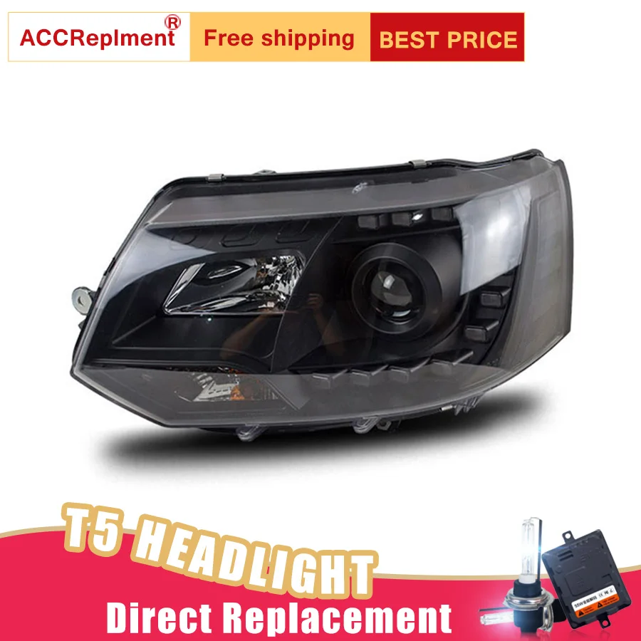 2Pcs LED Headlights For vw t5 2010-2014 led car lights Angel eyes xenon HID KIT Fog Daytime Running Lights | Автомобили и