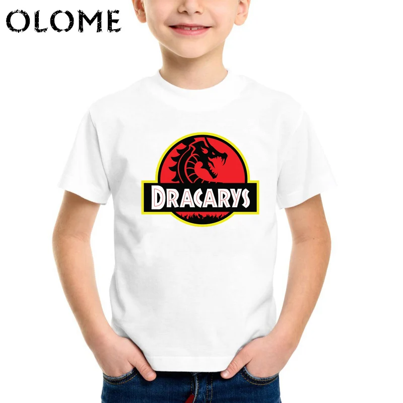 Футболка для маленьких мальчиков с принтом из мультфильма Dracarys Park летняя детская