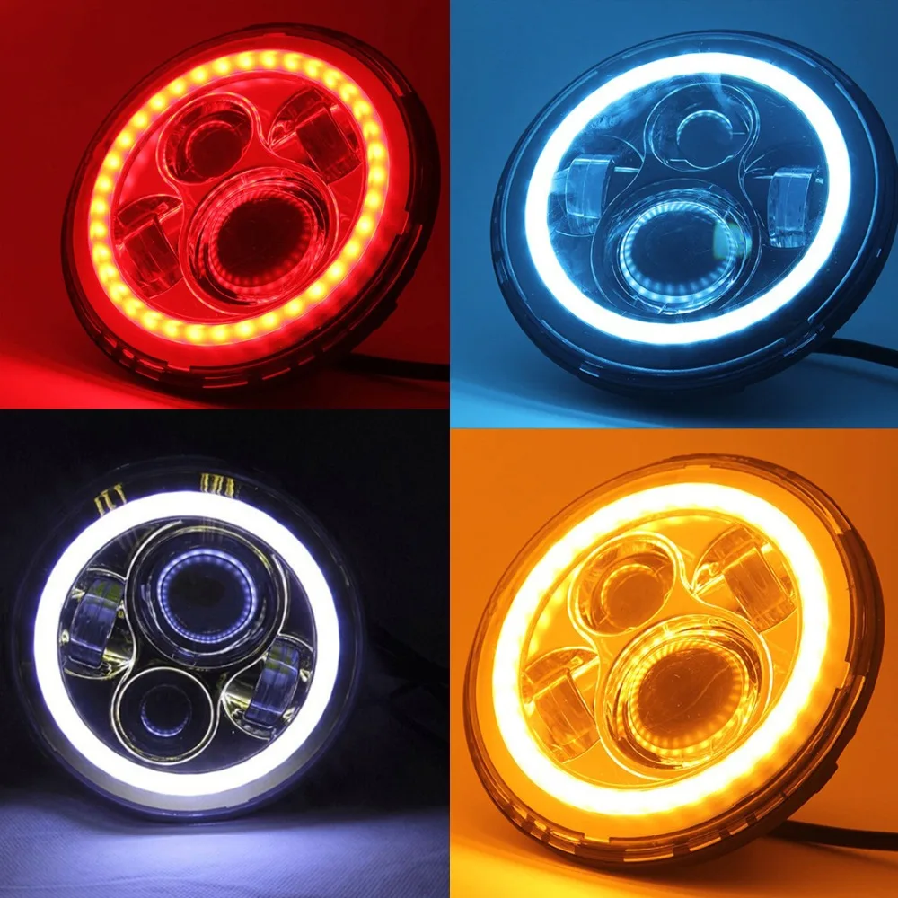 7 дюймовый светодиодный галогеновые фары головного света Ангельские глазки с