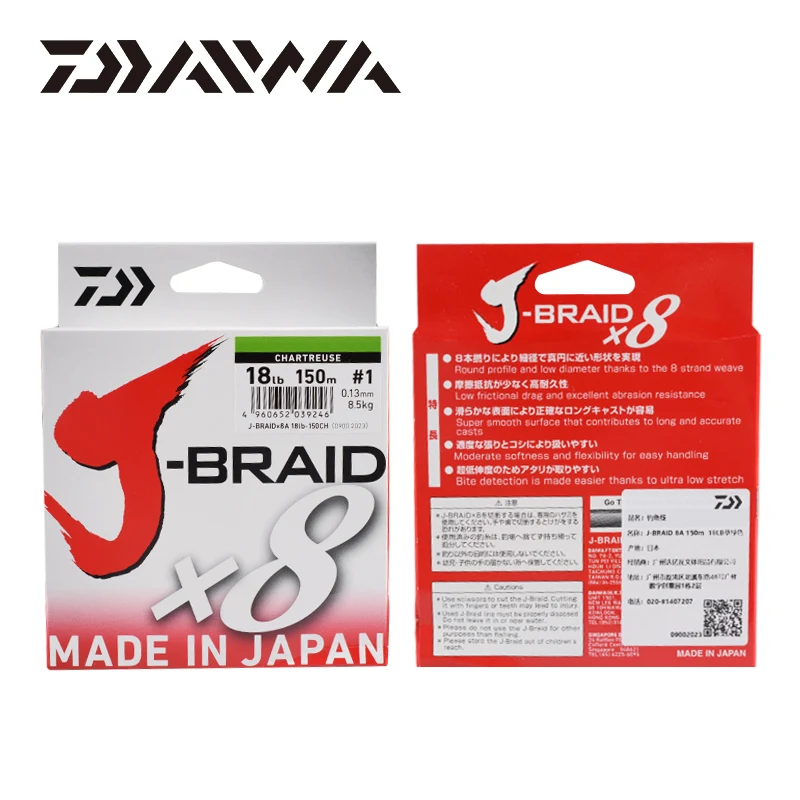 2016 Оригинал DAIWA J BRAID X8 150 м зеленый цвет 8 нитей PE рыболовная леска 14 40LB Сделано в