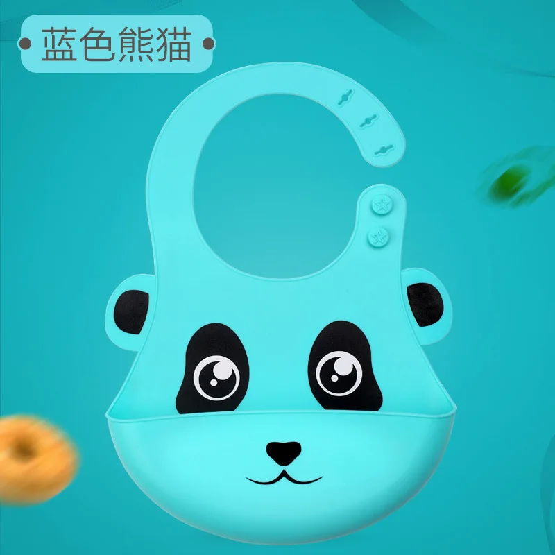 Silicone Baby Bibs eating Bibs children waterproof rice pocket kid saliva pocket washable cartoon series Random delivery 21X28cm
