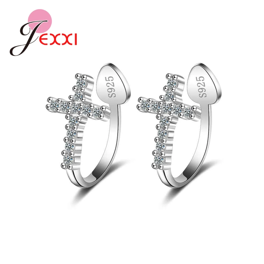 

Hot Cross Style Australian Crstal Clip Earrings Without Piercing 925 Sterling Silver Ear Cuff No Hole For Women Clip Earrings