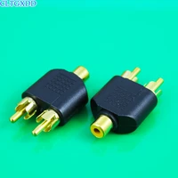 cltgxdd new dual rca male plug to 1 x rca female socket phono av adapter connector