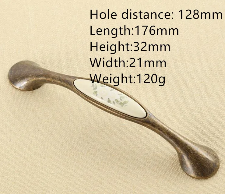 hole distance 128mm LCH в старинном стиле, фурнитура для гардероба в старинном стиле, керамические ручки для сада, европейский стиль, фарфоровая дверная ручка для выдвижных ящиков - Цвет: hole distance 128mm