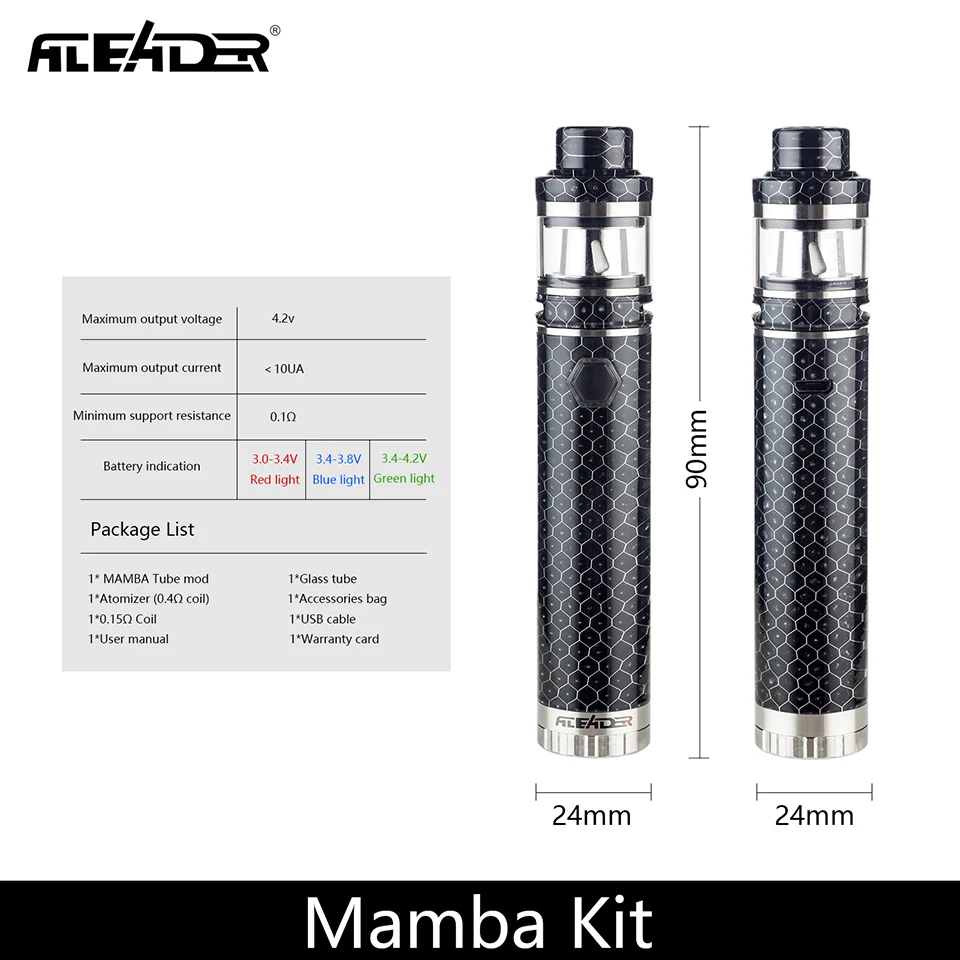 Оригинальный Aleader Mamba vape набор электронных сигарет стартовый 2 мл емкость 0.1ohm VS