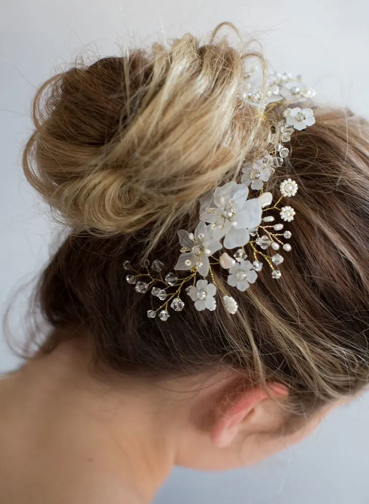 Прозрачные кристаллы из горного хрусталя Свадебные Цветочные гребни для волос