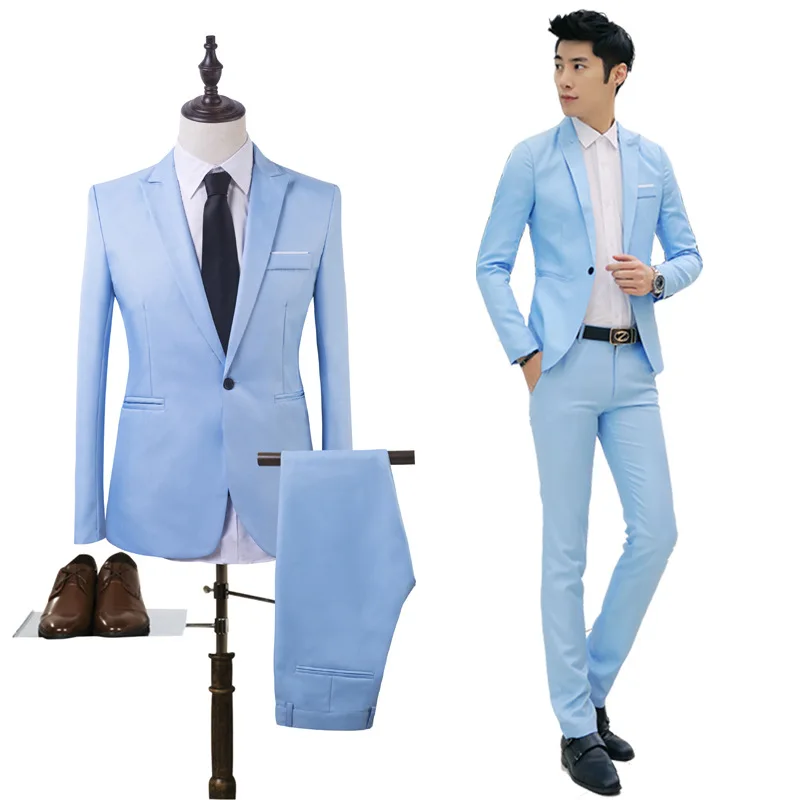 (Jacket+Pant) Men Blazer Suits High Quality Cotton Slim Fit Suit Terno Masculino Blazers Male Jacket | Мужская одежда