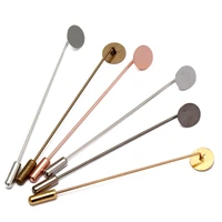 10pcs 10mm blank base copper safety brooch pins lapel pin blank brooches metal men lapel pins bezel setting for suits badge