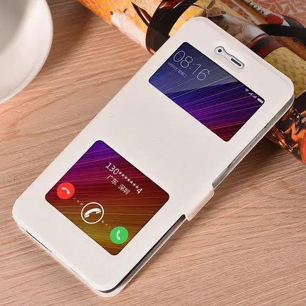 Для Xiaomi 5S чехол открытое окно Флип кожаный Силиконовая задняя крышка телефона