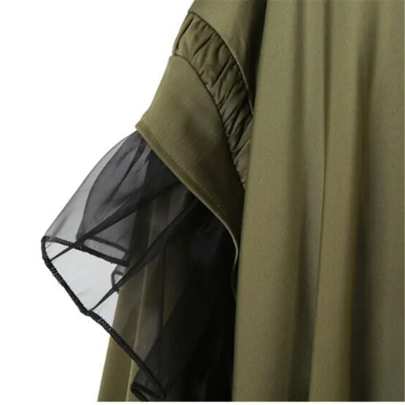 Японский Стиль армейского зеленого цвета размера плюс Фонари рукава свободная