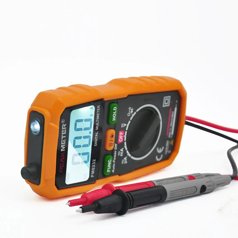 Цифровой мини мультиметр PEAKMETER PM8232 тестер напряжения постоянного и переменного