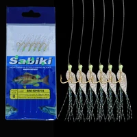 5pcs blue fish skin bait sabiki rigs 6 arm hooks sea fishing flasher rigs with swivel snap bait rigs for herring