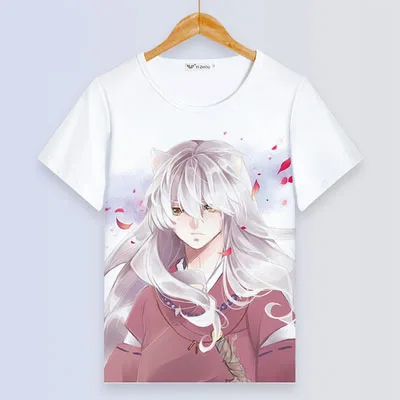 Inuyasha, футболка, аниме, кикио, футболка, женская футболка, Higurashi Kagome Sesshoumaru, косплей, короткий рукав, топы, мужские футболки - Цвет: 024