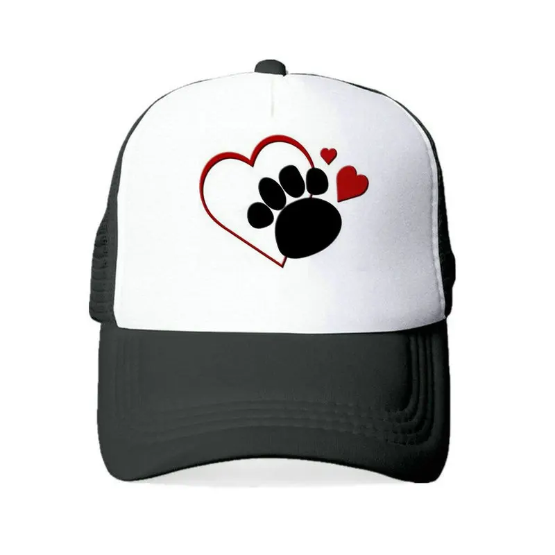 Модные сетчатые шапки с принтом в виде сердца Кепка надписью I Heart DOGS Baseketball летняя