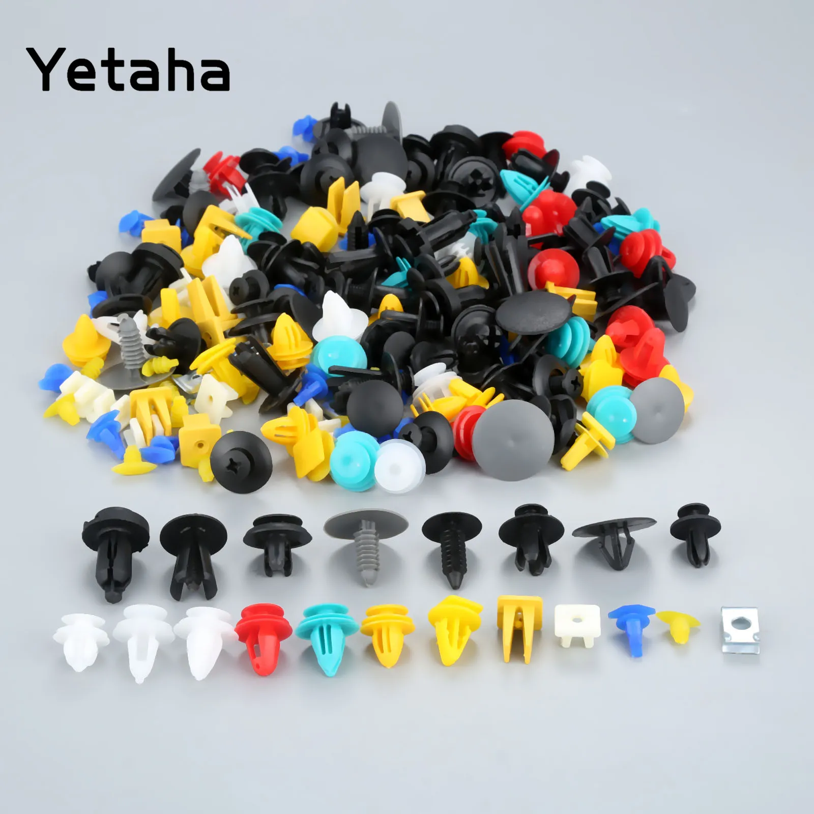 

Yetaha 200PCS Mixed Auto Fastener Pins Bumper Fender Plastic Retaining Clips Car Door Trim Panel Rivets Universal Fit Most Car
