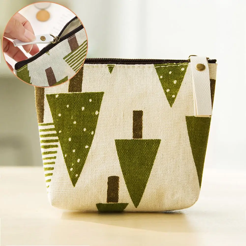 

Cotton Linen Coins Purse Change Key Earphones Storage Bag Wallet Printing Casual Women Girl Ladies Gift Zipper Coin Purses Bags