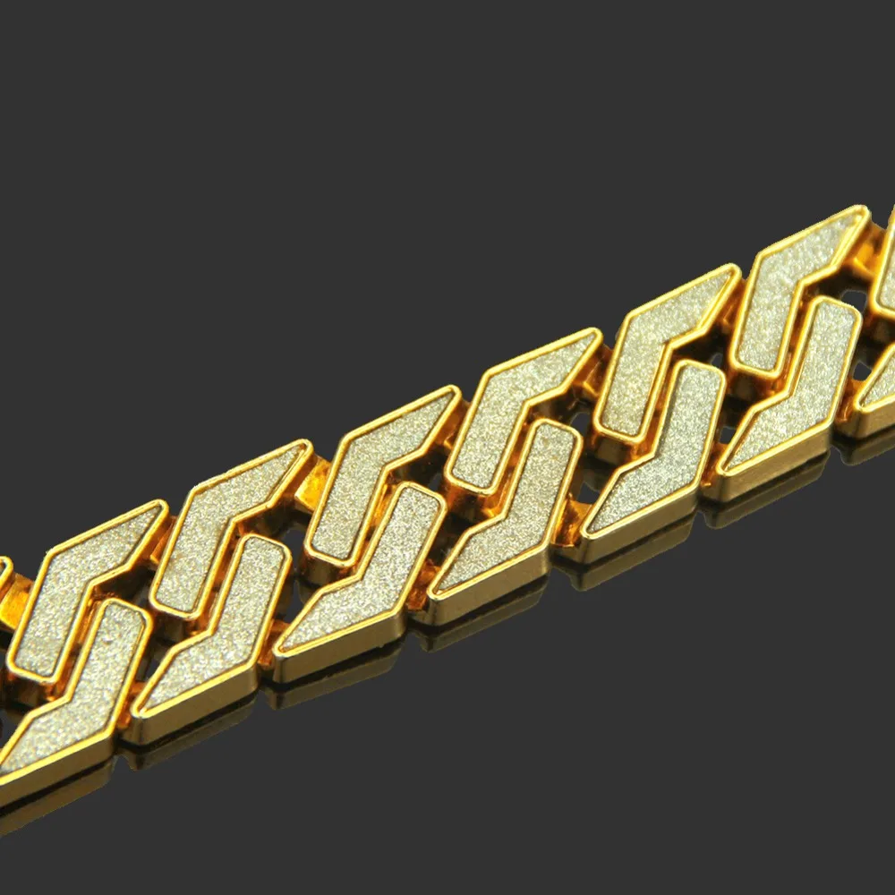 Iced Out тон хип хоп пескоструйные браслеты кубинская цепь звено 8,3 дюймов 17 мм Мужские s браслет побрякушка для мужчин и женщин