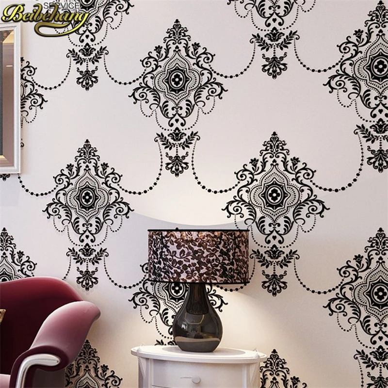 3D обои из дамасской стали черно белые для спальни|papel de parede roll|white wall paperembossed wallpaper |