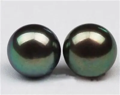 

Genuine 11-12mm TAHITIAN Black AAA++ Pearl Earring >jewerly free shipping