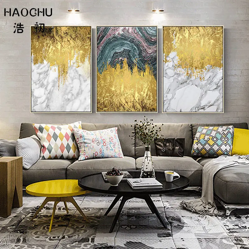 Ретро Художественный постер HAOCHU Золотая фольга европейская абстрактная