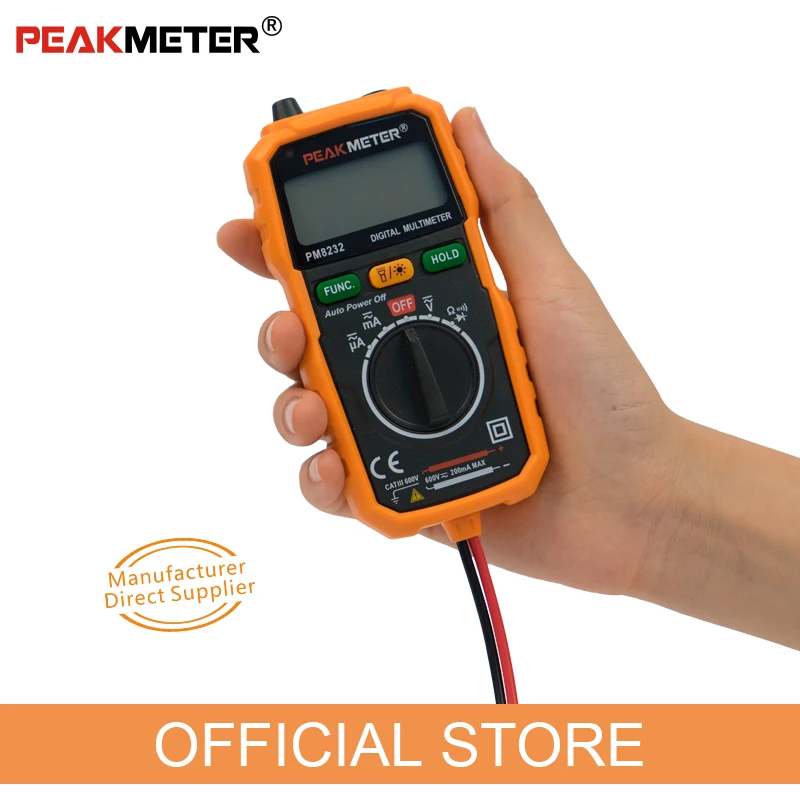 Официальный PEAKMETER, новинка, Лидер продаж, Бесконтактный Мини цифровой мультиметр, DC AC напряжение, ток, тестер PM8232 амперметр, мульти тестер