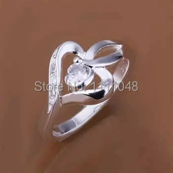 R153 Promotion factory price 925 sterling silver Crystal ring jewelry 2014 hot charm fashion inlaid stone heart ring|ring|ring footring |