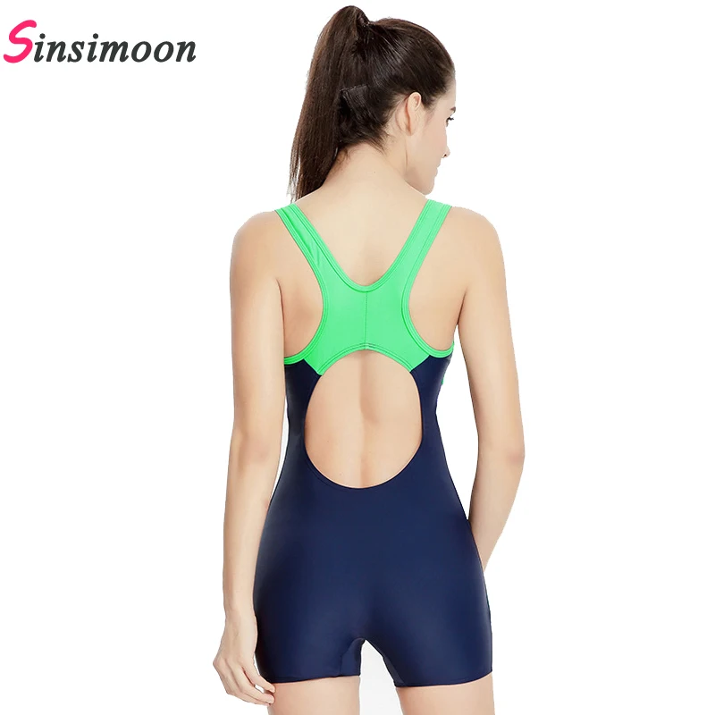 Женский профессиональный купальник цельный купальный костюм лоскутный боксеры