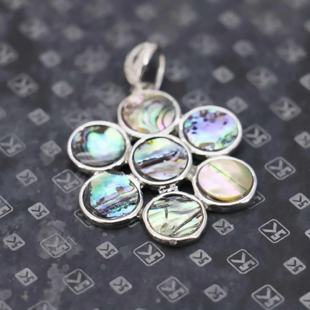 35 мм Модный цветочный дизайн в полоску материал абалона Морская ракушка кулон