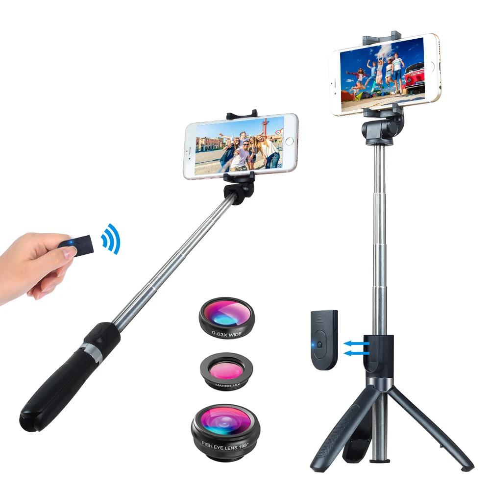 Рыбий глаз широкоугольный Макро 3 в 1 объектив + Bluetooth пульт дистанционного