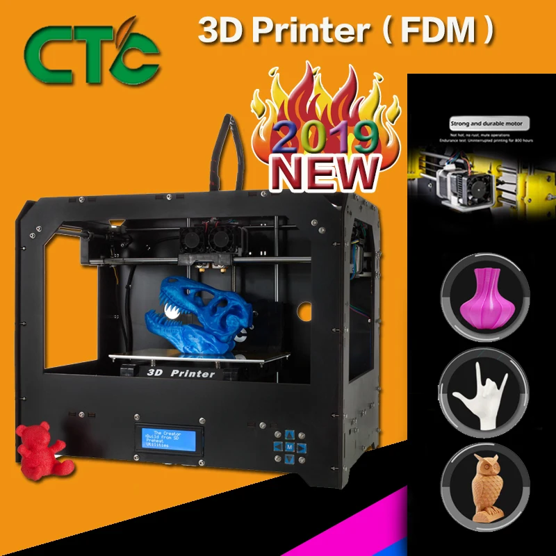 CTC 3d принтер FDM Высокоточный репликатор 4 двойной экструдер для 3D Drucker две насадки