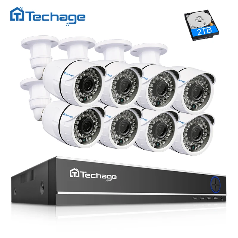 Techage 16CH видеонаблюдения системы 1080N DVR комплект 8 шт. 2.0MP 1080 P Инфракрасный наружный
