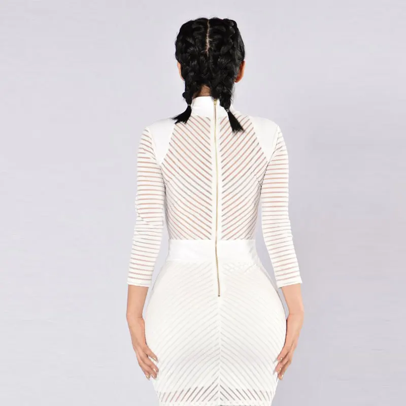 2016 летнее сексуальное Сетчатое платье бандажные платья Клубное Белое Облегающее