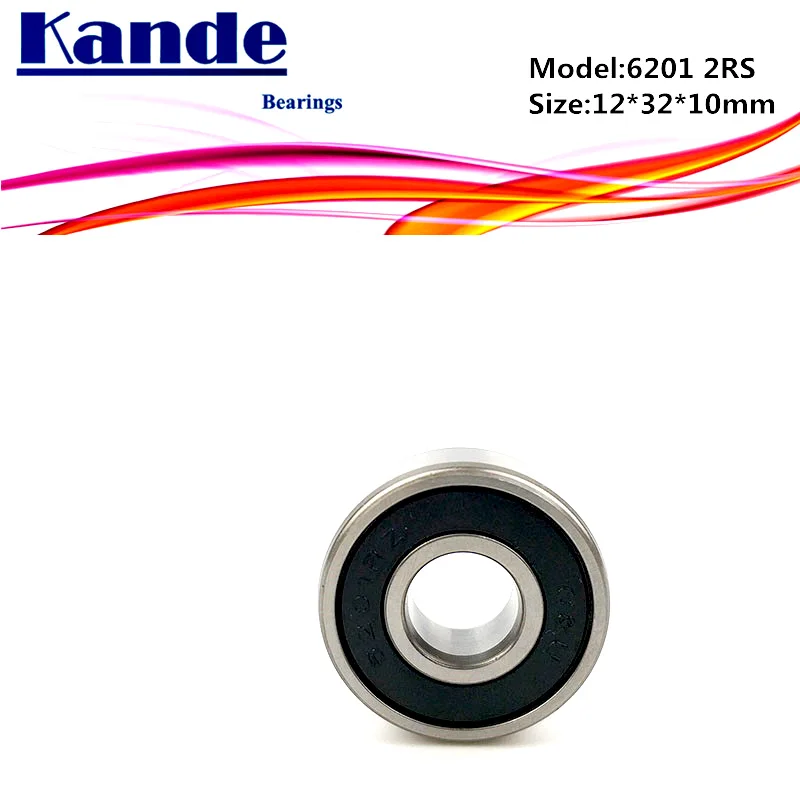Kande 6201RS 4PCS ABEC 5 6201 2RS Однорядный радиальный шарикоподшипник 12x32x10 мм 6201RZ|Валы| |