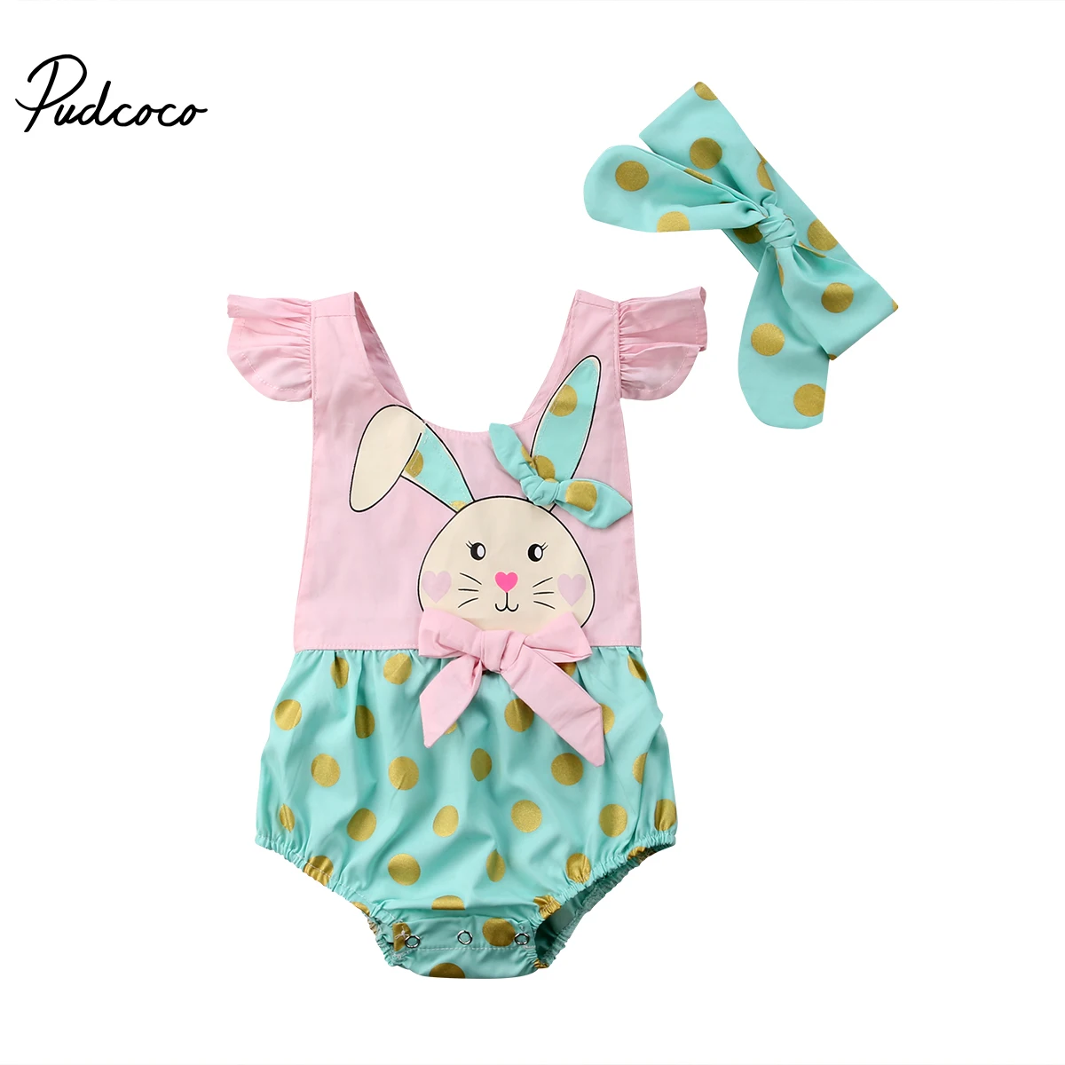 В наличии в США боди для новорожденных девочек Банни горошек бандаж комбинезон