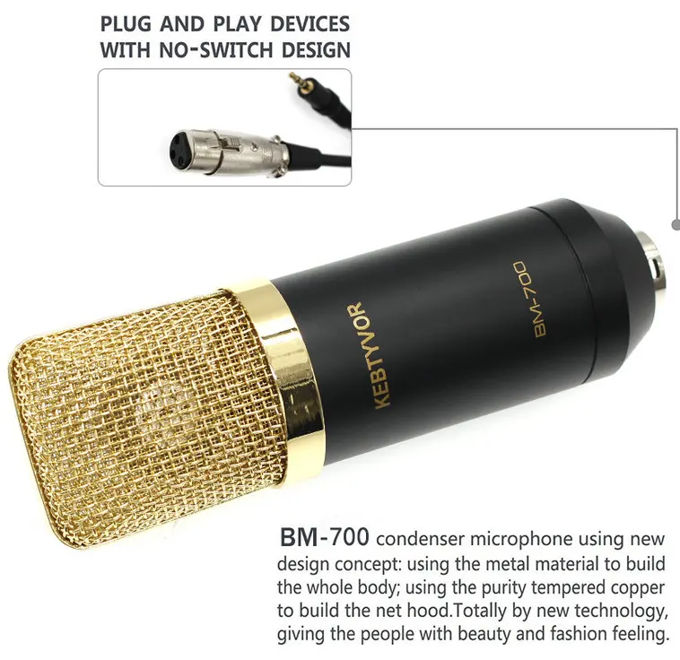 Phantom power и BM700 емкость профессиональный микрофон студия поддержка шок Поп фильтр для kareoke ПК ноутбук