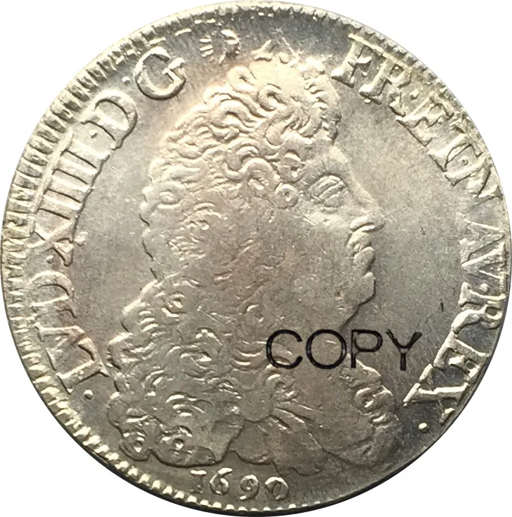 

Копия монеты из серебра 1690 пробы, 1 ЭБУ, Людовик XIV, Франция