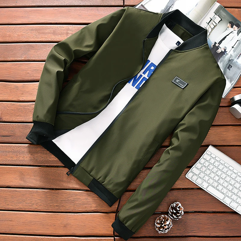 Весна Осень мужские куртки и пальто армейский зеленый 2018 мода длинный рукав