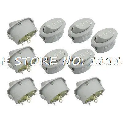 

22x13mm AC 3A/6A 250V 4 Terminal SPDT On-Off-On Oval Rocker Switch 10 Pcs