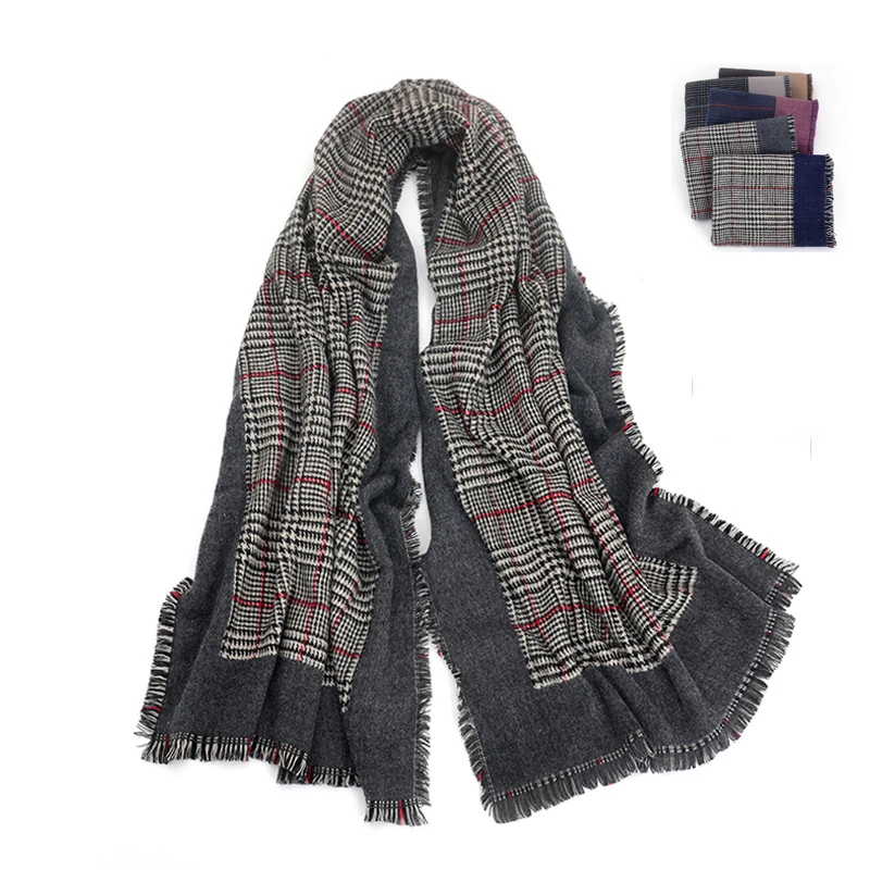 

Mingjiebihuo Korean autumn winter new fashion comfortable wool scarf men and women long wool scarf plaid warm tassel thick shawl