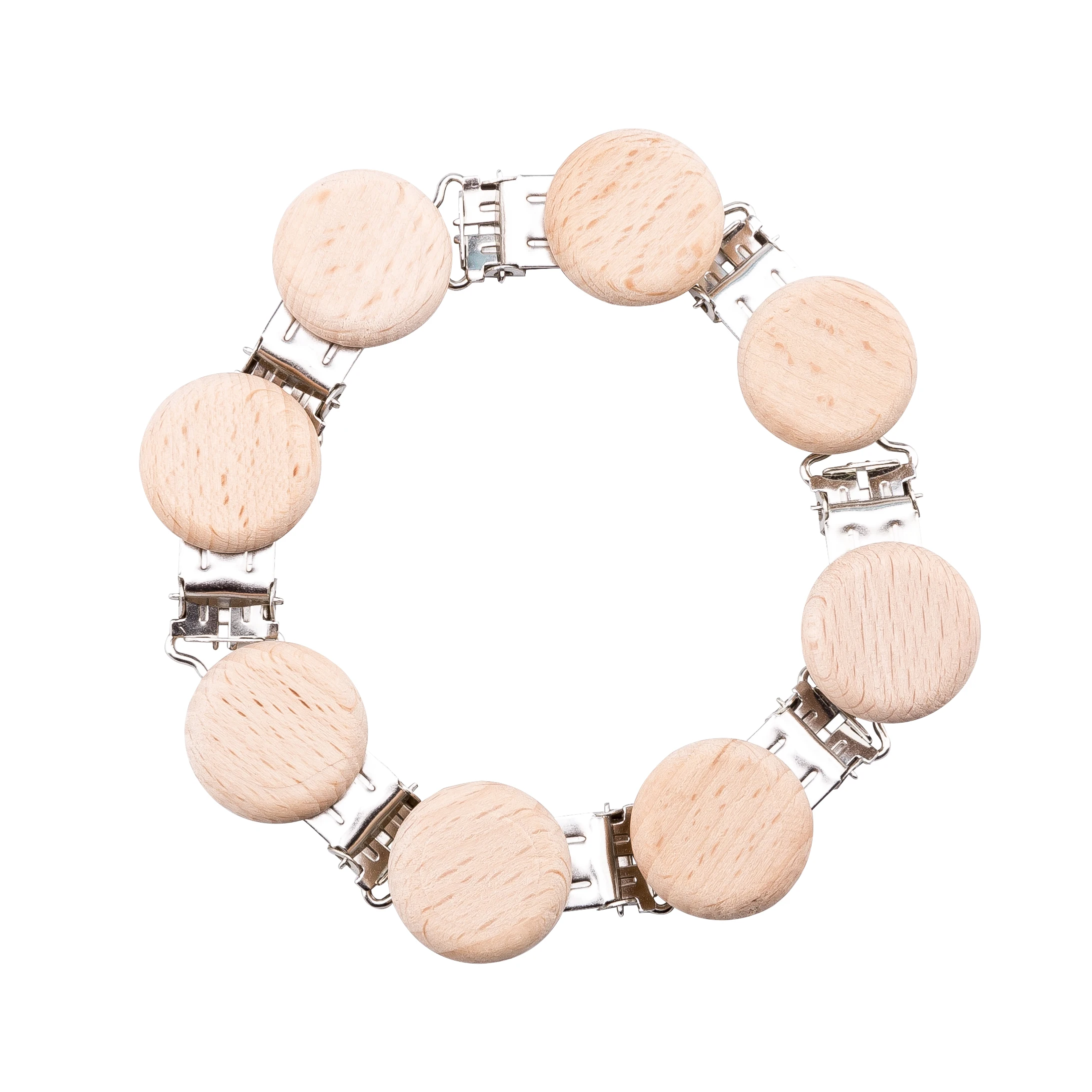

5pc Wooden Baby Pacifier Holder Metal clip beech Baby Pacifier clips chain accessories BPA free wooden teether Chilren Goods Toy