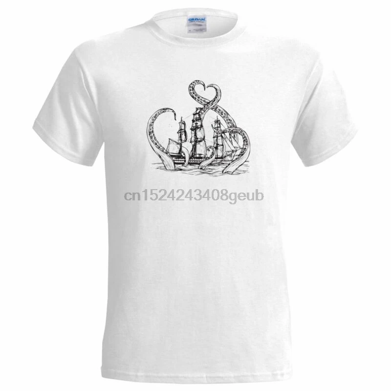 Мужская винтажная художественная футболка Kraken морской монстр норвежский
